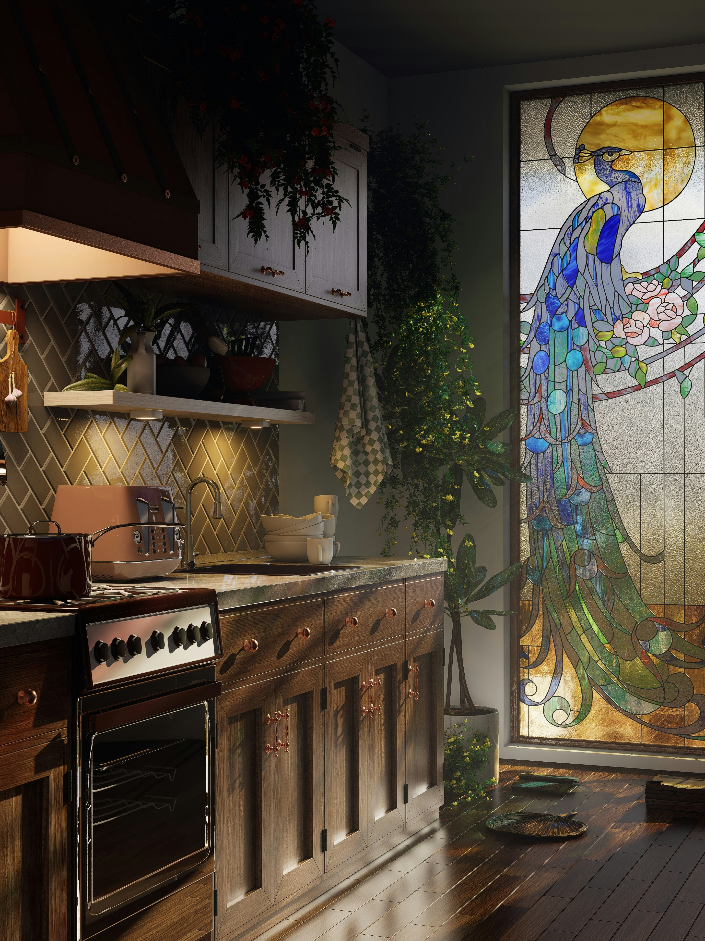 Stained Glass Window Film: 7 Styles for a Moody Cottage Kitchen