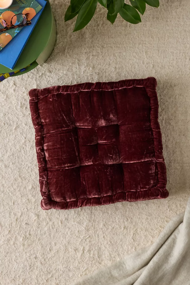 A Crushed Velvet Floor Pillow for a Reading Nook That Doesn't Need a Chair